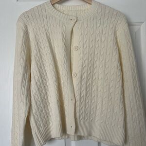 Beige Cable-Knit Cardigan